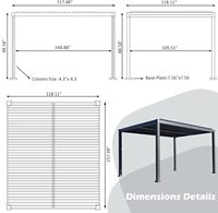 Pergola à lames orientables 10'x 13' pour patio, pergola moderne en aluminium avec toit réglable, abri de jardin imperméable pour l'extérieur