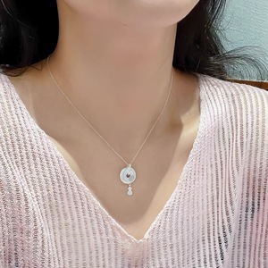 S925 Pure <b>Silver</b> Chinese Style Lucky Gourd Pendant Necklace For Women Minimalist Fashion <b>Choker</b> Everyday Wear - Product Image 1