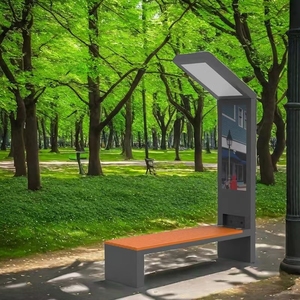 Banc intelligent multifonctionnel <span class=keywords><strong>de</strong></span> taille personnalisée pour l'extérieur, le <span class=keywords><strong>jardin</strong></span>, le parc, la rue, en acier galvanisé, avec panneau solaire - Product Image 4