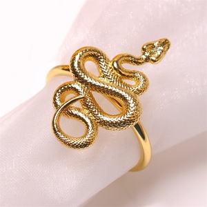 Porte-serviettes en acier inoxydable de haute qualité anneaux Halloween Serpentine serpent serpent conception finition or fêtes de noël - Product Image 5