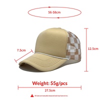 Gorra Trucker de Malla a Cuadros Personalizada al por Mayor de China, Gorra de Espuma a Cuadros Casual de Moda para Hombres y Mujeres