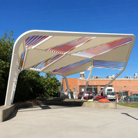 Pavillon paysager sur mesure en PVDF pour hôtels et villas, avec certification CE, OEM, ODM, et auvent à câbles en acier inoxydable pour places publiques