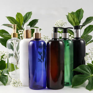 Vente en gros de flacons en plastique PET ambré de 100 ml, 200 ml, 300 ml, 500 ml avec pompe noire pour l'emballage de shampooing, d'après-shampooing et de gel douche - Product Image 3