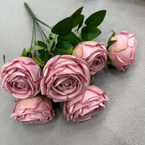 7 cabezas paquete Rosa flor borde rizado rosa <span class=keywords><strong>para</strong></span> fiesta de boda hacer una propuesta decoración día de San Valentín flor <span class=keywords><strong>artificial</strong></span> - Product Image 4