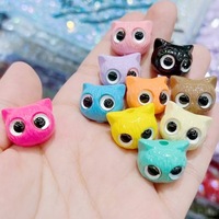 Perles en gros en forme de tête de chat colorées, mignonnes, en résine acrylique, breloques pour bracelets, colliers et accessoires de bijoux DIY 19*16mm