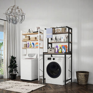 Étagère de rangement moderne <span class=keywords><strong>à</strong></span> trois niveaux en métal sur pied pour salle de bain, buanderie, machine <span class=keywords><strong>à</strong></span> laver, serviettes et plantes - Product Image 3