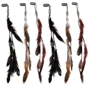 Pince à cheveux transfrontalière bohème en plumes de poulet, style ethnique rétro pour vacances en bord de mer, longue pince <span class=keywords><strong>BB</strong></span>, accessoires capillaires, coiffe indienne - Product Image 4