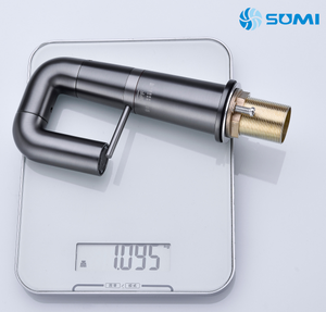 Venta caliente Grifo de lavabo de latón Pistola de latón Grifo de baño extraíble gris El brazo recto se puede girar Grifo de lavabo - Product Image 5