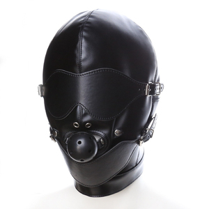 Máscara de Cuero PU para Cabeza Completa, Máscara de Bondage SM con Bola para la Boca, Cubre Ojos Desmontable, Correa Ajustable, Accesorio para Juegos de Rol para Adultos - Product Image 2