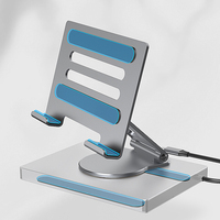 Station d'accueil Type-C avec support rotatif pour téléphones mobiles et tablettes, port Ethernet Gigabit 4K 60Hz, USB 3.2