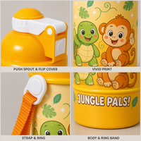 Bouteille d'eau réutilisable de 350 ml avec logo personnalisé, écologique, de qualité alimentaire, style vintage, en plastique, pour enfants, idéale pour les fêtes