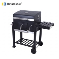 Barbecue au charbon de bois robuste, fumoir extérieur, hauteur réglable, en acier laminé à froid, barbecue commercial avec chariot, pour le camping
