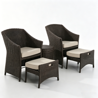 Ensemble de mobilier de jardin moderne en rotin Yoho 5 pièces pour l'extérieur : canapé, chaises, table à thé – Imperméable et durable pour patio et jardin