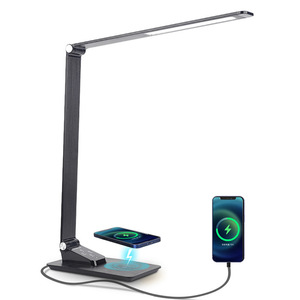 LED Desk Lamp <b>Wireless</b> Charging Table <b>Light</b> 5 Modes Reading Lamp One Touch Multi-function Bedroom Lamp USB Charging Night <b>Light</b> - Product Image 1