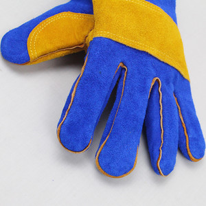 लंबी आस्तीन गर्मी प्रतिरोधी गाय विभाजन चमड़े वेल्डिंग दस्ताने - Product Image 3