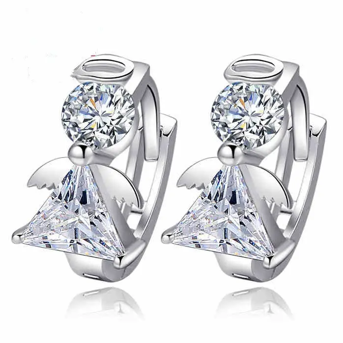 925 gümüş renk takı küpe kadınlar için CZ Diamant düğün Garnet düğme küpe kadınlar için Orecchini takı