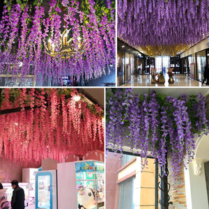 Fleurs artificielles de glycine 100 cm, décorations florales en soie pour mariage, extérieur, maison, décoration de plafond - Product Image 4