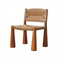 Ensemble de table et chaises de salle à manger d'extérieur en teck massif et rotin, résistant à l'eau, durable, meubles de jardin, terrasse