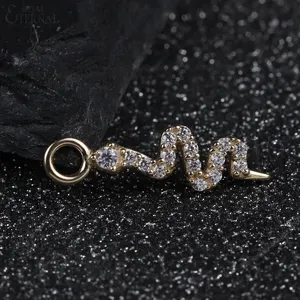 Serpent en or jaune 14kt en métal éternel, ensemble de perles, breloque ronde claire, CZ