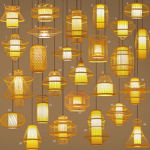 Đèn thả mây tre đan thủ công với chụp đèn bằng tre, đèn mây tre đan trang trí nhà cửa, đèn chùm mây tre đan, thiết bị chiếu sáng bằng mây tre đan - Product Image 2