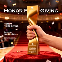 Trophée en résine de style créatif 2026, sur mesure, haut de gamme, pour récompenses d'entreprise, récompenses pour employés exceptionnels, avec étiquette en cristal