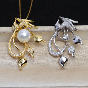 Pendentif en argent S925 à faire soi-même avec perle JG5261, support d'accessoires, cache-bouton de 8 à 9 pouces pour broches, semi-fini pour la mode - Product Image 4