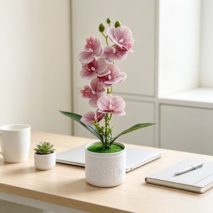Plantes artificielles d'orchidées Phalaenopsis en pot, 35 pouces, décoration de bureau, pour exposition de mariage - Product Image 3