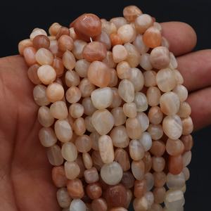 ลูกปัดหินมูนสโตนสีพีชธรรมชาติทรงหยดน้ำ ขนาด 12.5 นิ้ว - Product Image 5