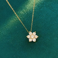 Collier pendentif chinois en or véritable 18K, bijoux en diamant véritable pour femmes, collier de fleurs en or jaune AU750