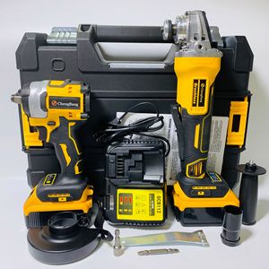 Set of 2pcs Cordless <b>Power</b> <b>Tools</b> Kits Rechargeable Lithium Impact Wrench Brushless Angle Combination <b>Tool</b> Set - Product Image 3
