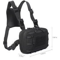 Sac de poitrine tactique Système de sangles MOLLE Sangles réglables Fermeture à glissière Respirant Noir Randonnée en plein air Camping Équipement tactique