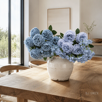 Bouquet de fleurs artificielles exquises en soie, roses et hortensias, 11 branches, décoration florale pour mariage, décoration de salon