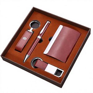 Set de Regalo USB de Cuero Estilo Chino Creativo, Porta Tarjetas de Visita, Llavero, Memoria USB, Personalización para Empresas - Product Image 1