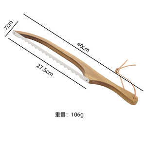 <span class=keywords><strong>Cuchillo</strong></span> de Pan Profesional de Madera con Hoja Dentada, Mango en Forma de Arco, Diseño Ambidiestro, Hoja de Acero Inoxidable, Longitud de 10-11.9 Pulgadas, Ecológico - Product Image 2