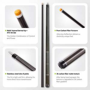 Taco de <span class=keywords><strong>billar</strong></span> de fibra de carbono 3K, con unión 3/8*8, baja deflexión, eje mate arenado de 58 pulgadas, para <span class=keywords><strong>billar</strong></span> y snooker, venta al por mayor OEM - Product Image 3