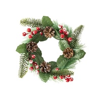 Guirlande de Noël artificielle en aiguilles de pin vertes avec baies rouges et cônes de pin pour porte d'entrée, mur, intérieur, extérieur, Noël