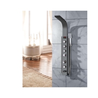 Colonne de douche à jet de massage doux en cascade noire en acier inoxydable brossé de luxe Foshan