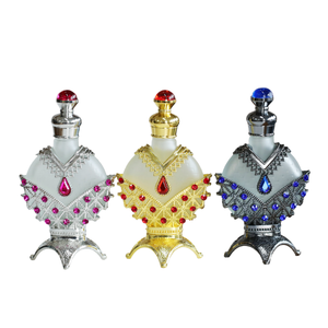 Flacons de parfum vides en verre borosilicate de 15 ml pour huiles essentielles arabes, avec couvercle en verre de style et sérigraphie, <span class=keywords><strong>atomiseur</strong></span> de parfum en gros - Product Image 1