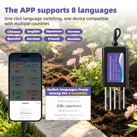 Yieryi Capteur intelligent 8-en-1 de sol NPK, pH, EC, humidité, enregistreur de données via application, testeur de fertilité, pour jardin, agriculture, pelouse, IP68 THE01888P