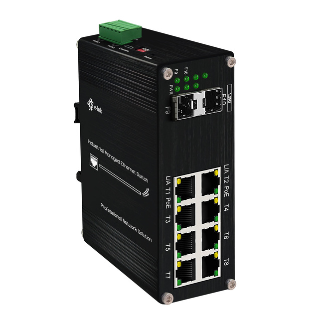 Industrial Gigabit Managed Poe Switch with 8 RJ45 Ports 2 SFP Ports DC 48~57V Network SNMP Function