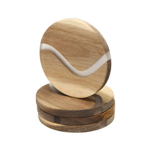 Posavasos de madera maciza grabados estilo océano resina bambú madera para playa boda favores regalos personalizados para invitados - Product Image 1