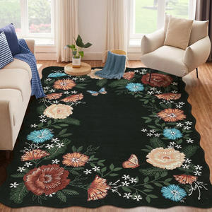 Alfombra Vintage Floral Rectangular Antideslizante Wan Xinlong para Sala de Estar, Alfombra Decorativa con Estampado de Terciopelo Cristal - Product Image 1