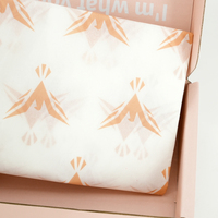 Papier de soie blanc avec motif d'oiseau orange, emballage personnalisé pour vêtements de mode