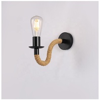 Lampe murale Vintage industrielle en métal et fer, corde de chanvre, prise E27, intérieur d'appartement, chevet de lit pour la lecture