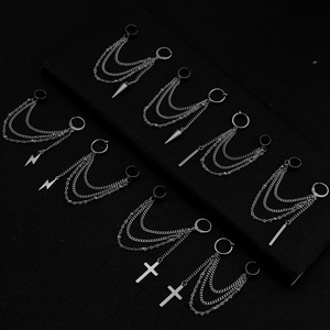 Hot Selling Simple Niche Design Multi-layer <b>Silver</b> Plated <b>Chain</b> Ear Clip Hiphop Style Men's <b>Earrings</b> Trendy Jewelry Wholesale - Product Image 1