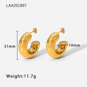 Großhandel Vergoldete Creolen Gold Ohrringe Set Dicke Gedrehte Feine Schmuck Ohrringe Edelstahl Damen Creolen - Product Image 4