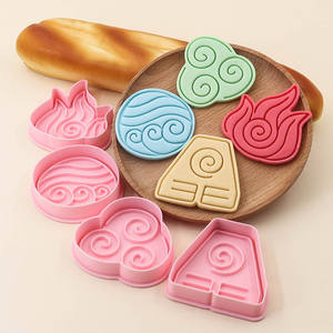 Rune série Biscuit moule eau feu terre vent 3D dessin animé bricolage argile Animation imprimé Biscuit gâteau décoration outils en plastique - Product Image 3