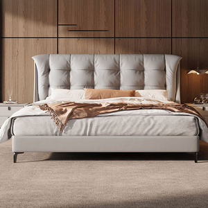 Nouveau design moderne lit de rangement tissu rembourrage cadre en bois King/Queen Size léger italien luxueux hôtel maison - Product Image 3