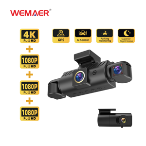 하이 엔드 대시 캠 전면 및 후면 4k 외부 <span class=keywords><strong>DVR</strong></span> 3.0 인치 LCD 4 채널 블랙 박스 F1.6 와이파이 앱 주차 모니터링 - Product Image 2