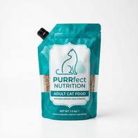 Sachet personnalisé imprimé pour aliments pour animaux de compagnie, pochette verticale en aluminium de qualité alimentaire avec bec verseur pour aliments liquides pour chats et chiens, impression par gravure